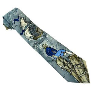 Atelier Mariangelo Historical Colonial Explorer Silk Tie Ship Necktie Italy